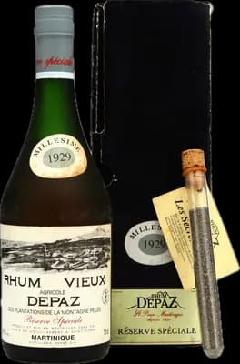 Bouteille de spiritueux : Millésime 1929 de la marque Depaz