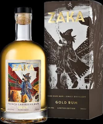 Bouteille de spiritueux : French Caribbean Rum Gold Pure Cane de la marque Zaka