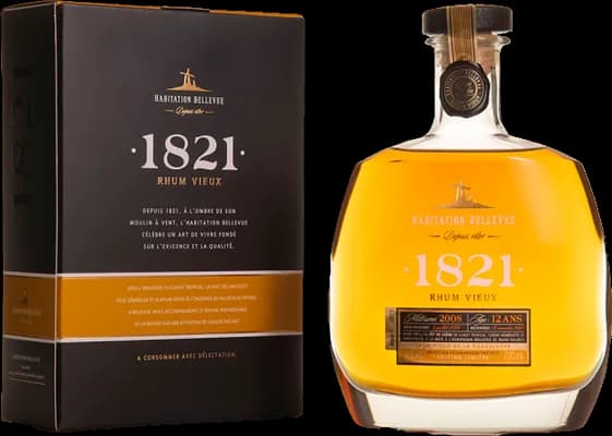 Bouteille de spiritueux : 1821 Rhum Vieux 12 ans Millésime 2008 de la marque Habitation Bellevue