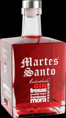Bouteille de spiritueux : Gin Frutos Rojos Ginebra Tridestilada Premium de la marque Martes Santo